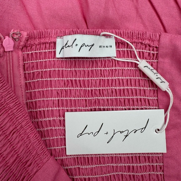 Petal & Pup Rosetta Strapless Pink Maxi Dress US 14 Linen Blend NWT - Picture 6 of 10